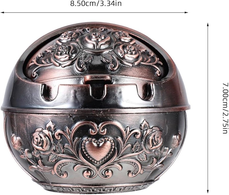 Copper Rose Portable Windproof Ashtray with Lid for Outdoor Patio and Home Use - Image 2